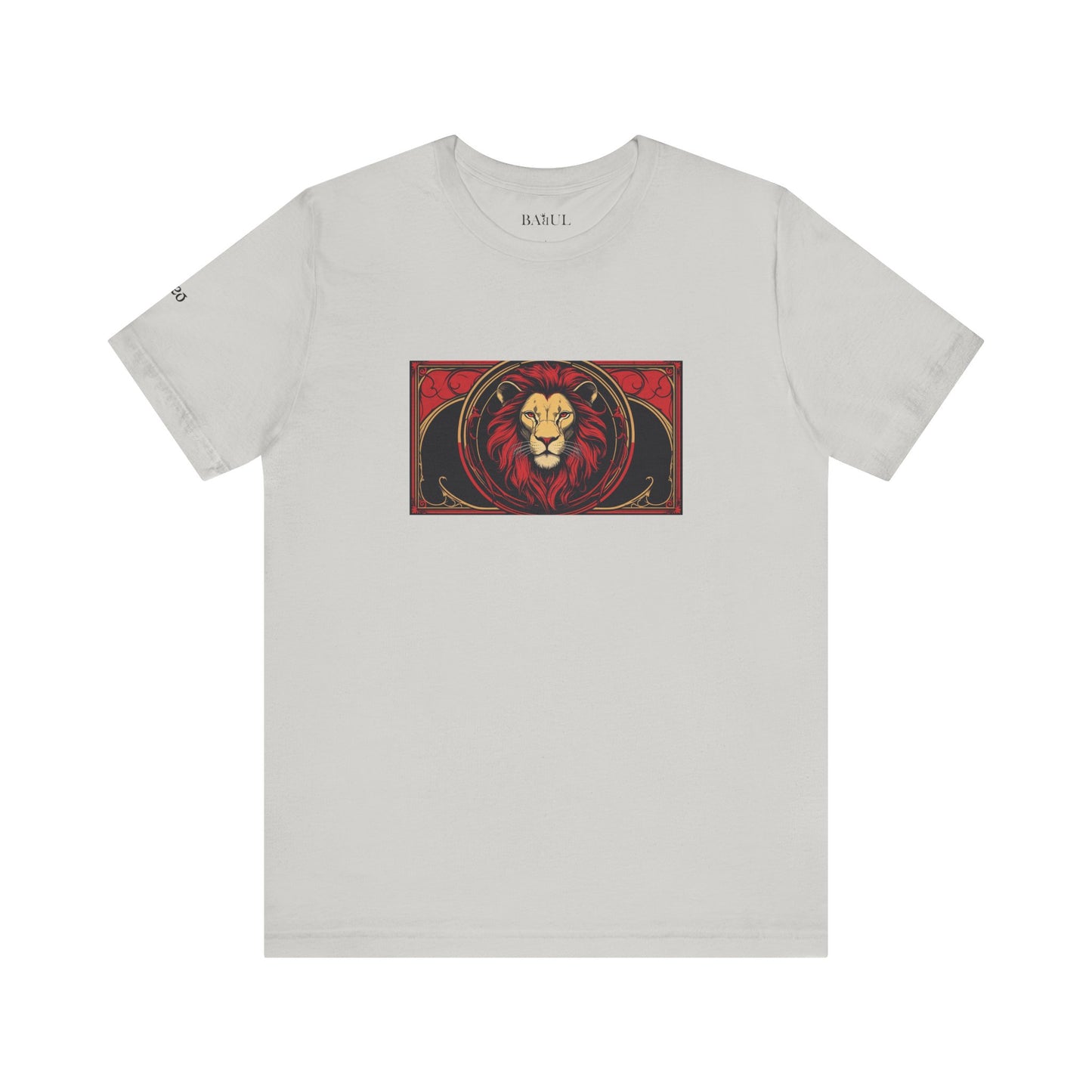 Leo - Gothic Zodiac T-Shirt. Red graphic in front.  Zodiac in the Shadows