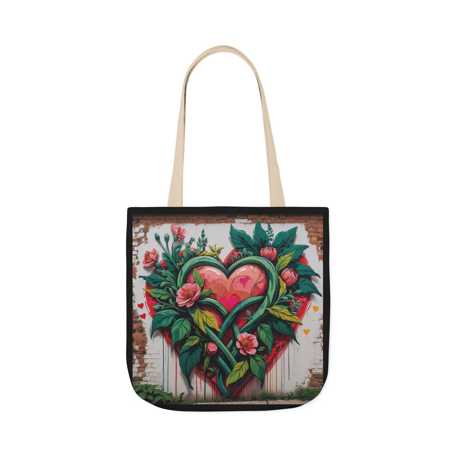 Artistic Surge - Eco-Friendly Canvas Tote Bag - FLOWERED HEARTS