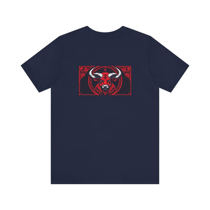 Taurus - Gothic Zodiac, Red Graphic on the back T-Shirt. Zodiac in the Shadows