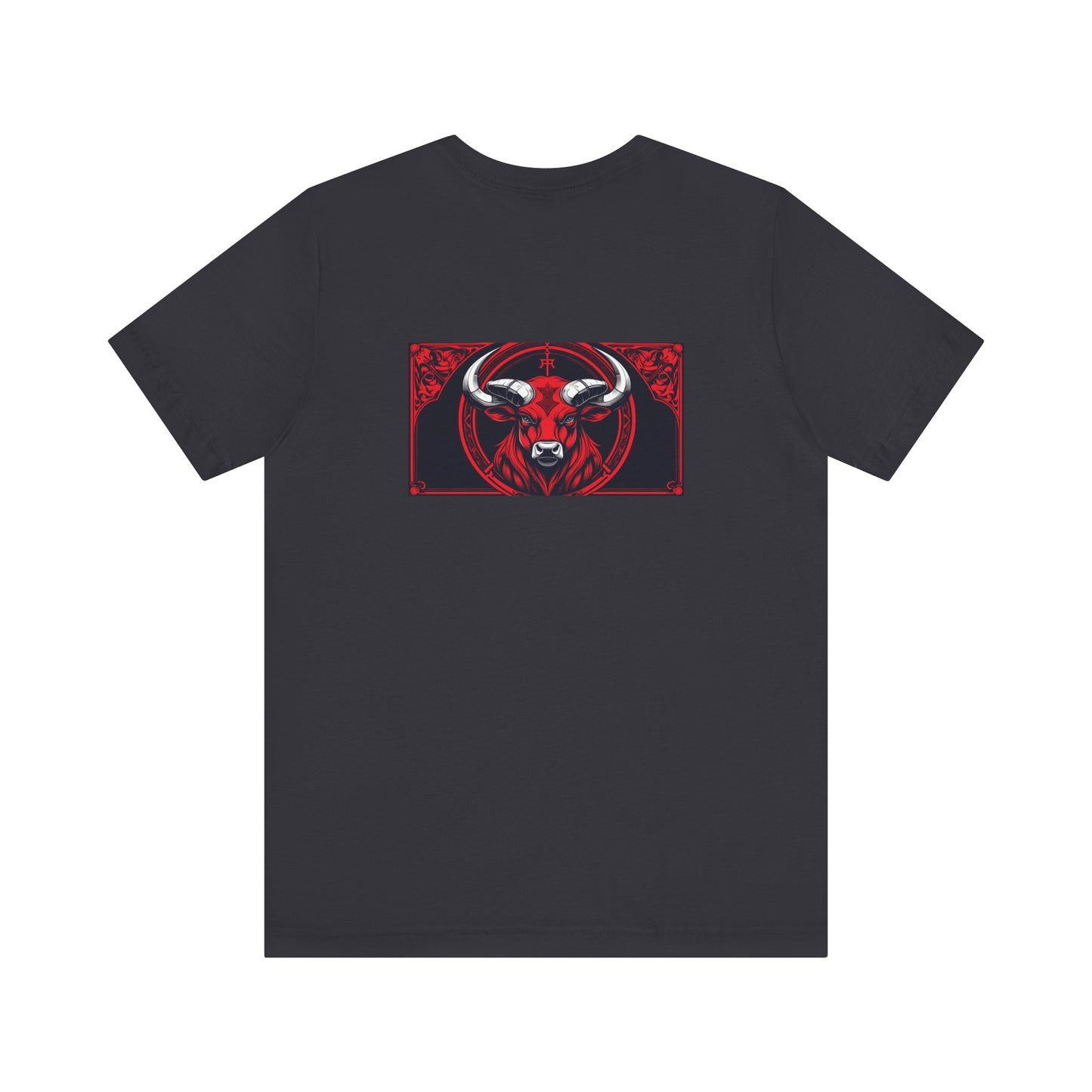 Taurus - Gothic Zodiac, Red Graphic on the back T-Shirt. Zodiac in the Shadows