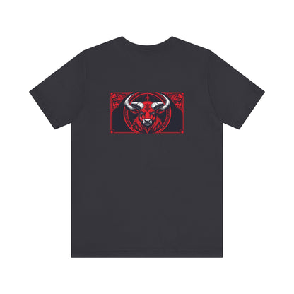Taurus - Gothic Zodiac, Red Graphic on the back T-Shirt. Zodiac in the Shadows