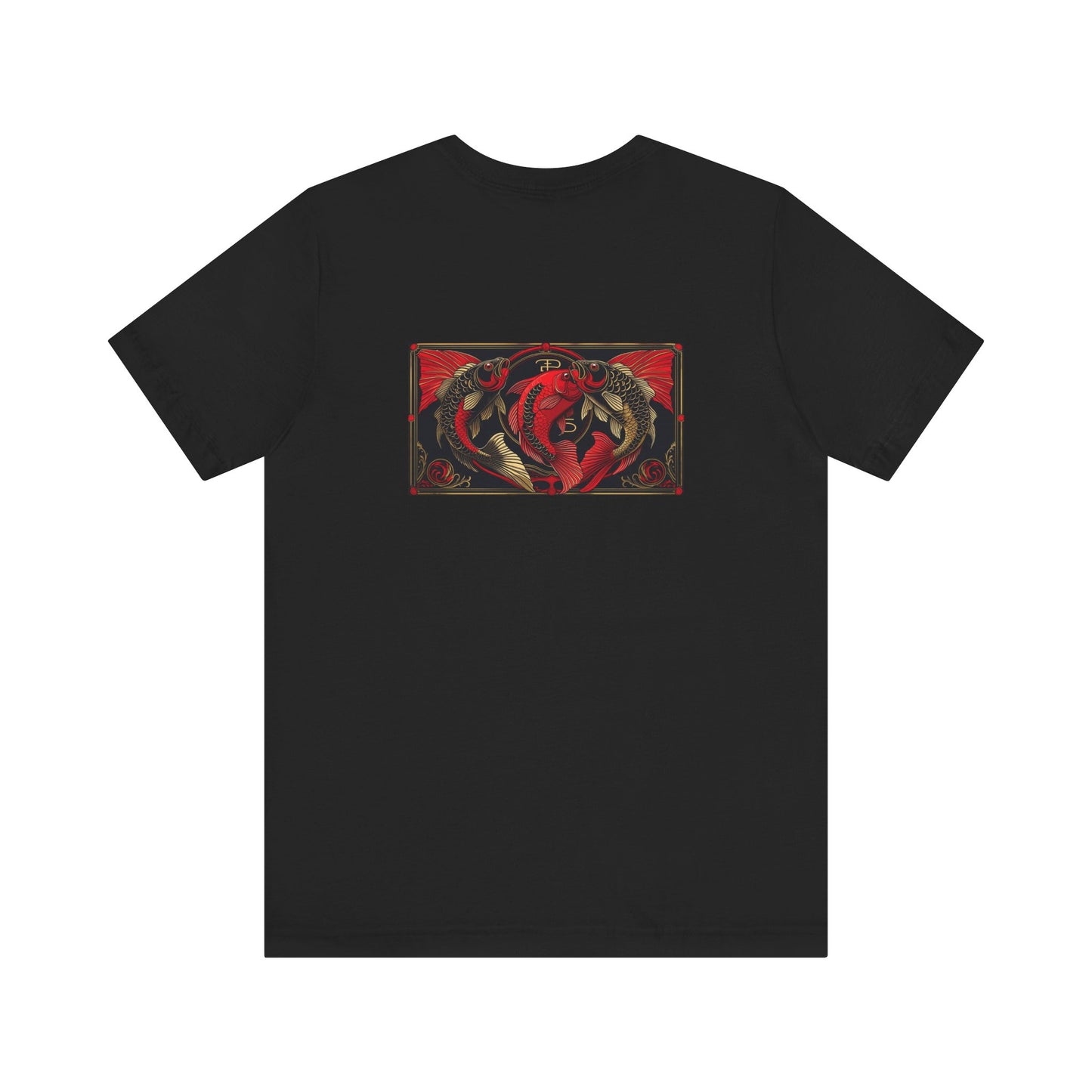 Pisces - Gothic Zodiac, Red Graphic on the back T-Shirt. Zodiac in the Shadows