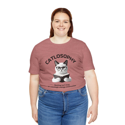 Catlosophy Unisex Jersey Short Sleeve Tee –  "Resting isn't Lazy" Design