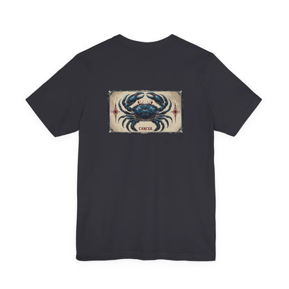 Cancer - Gothic Zodiac T-Shirt. Blue graphic on the back.  Zodiac in the Shadows