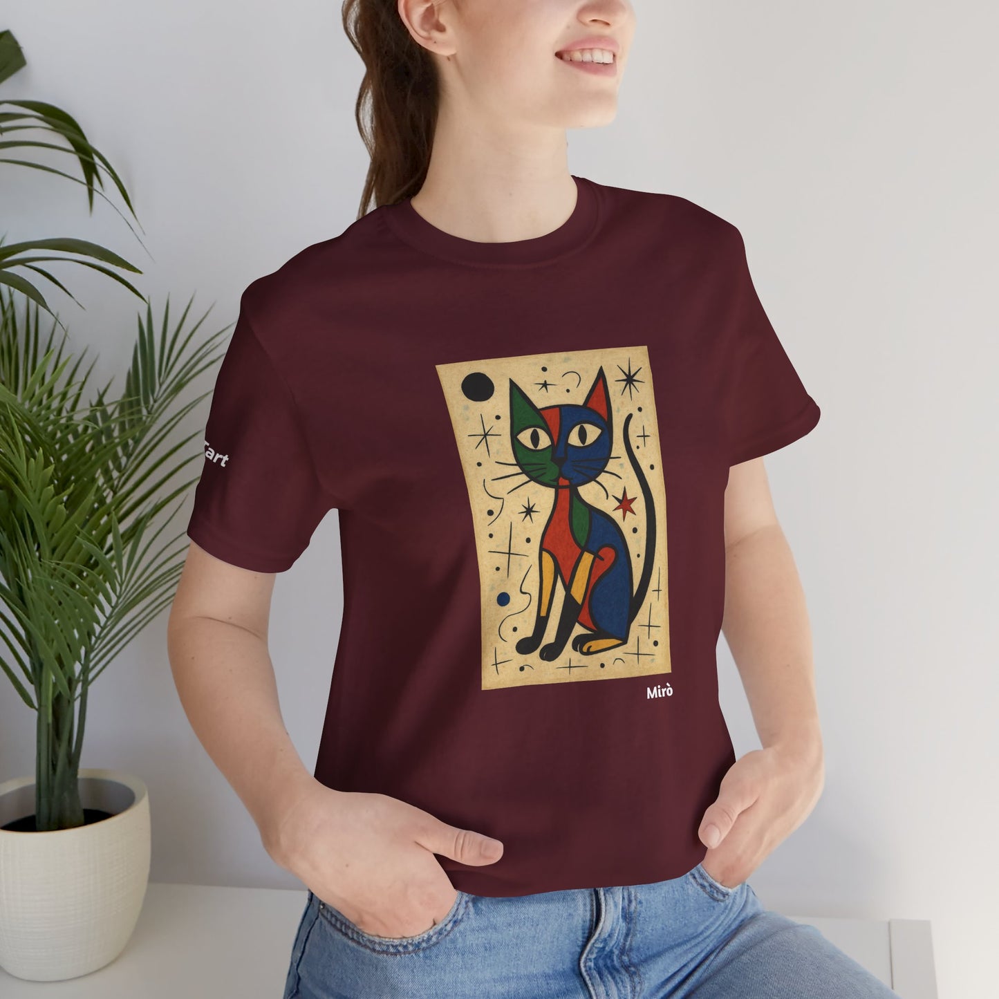 CATART Unisex Jersey Cat T-Shirt - MIRO - Iconic Painting Reimagined with Cats