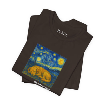 DOGART Unisex Jersey Dog T-Shirt - VAN GOGH - Iconic Painting Reimagined with Dogs