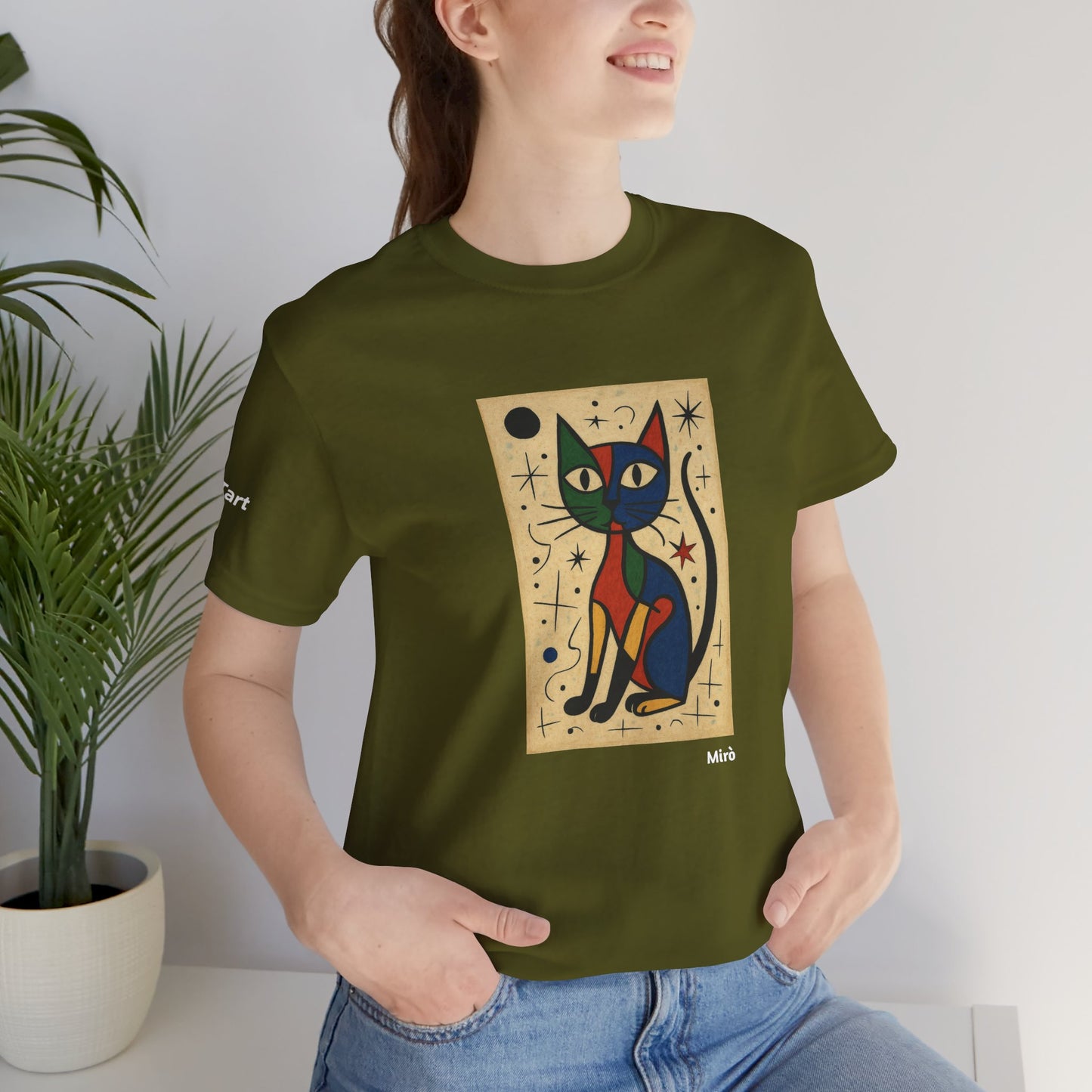 CATART Unisex Jersey Cat T-Shirt - MIRO - Iconic Painting Reimagined with Cats