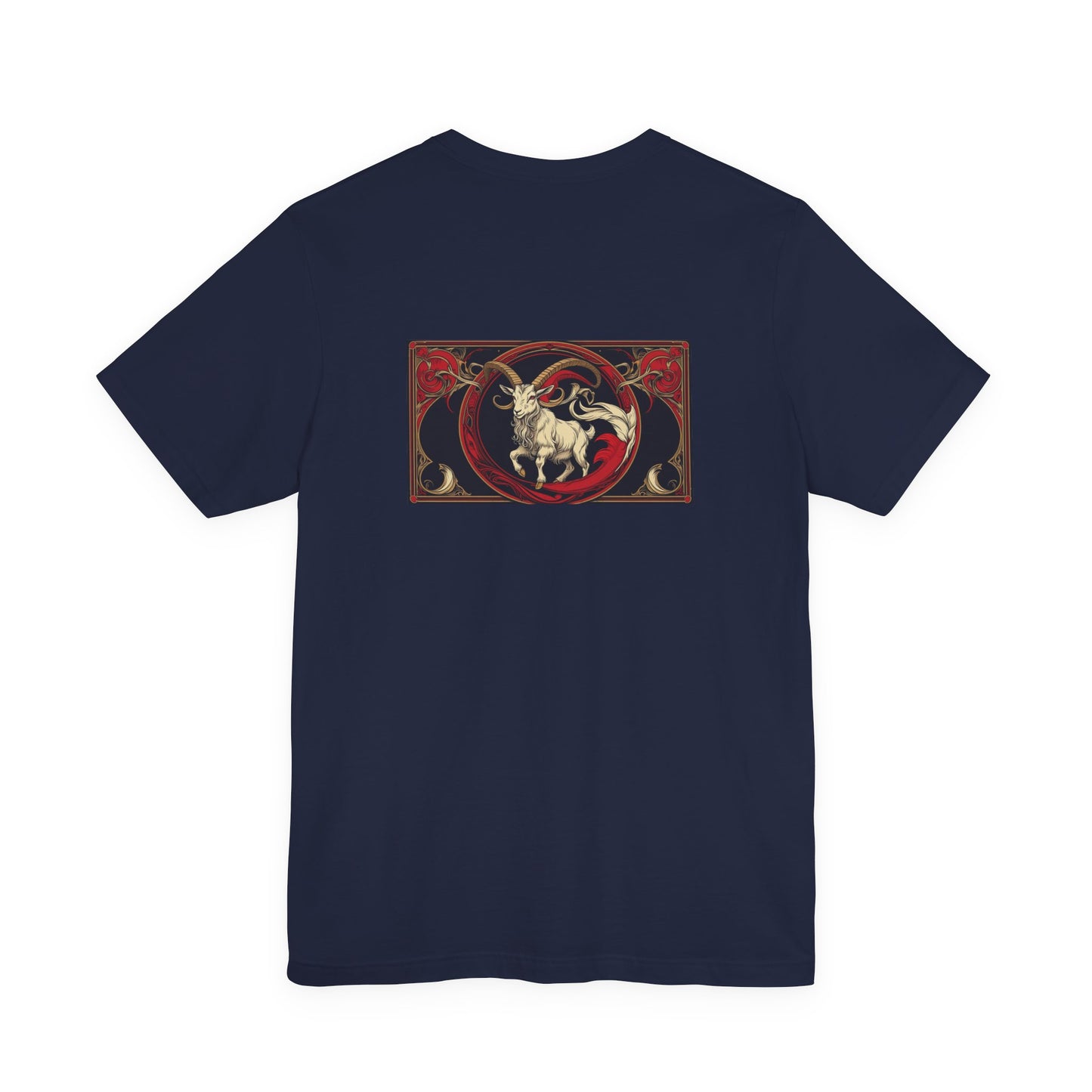 Capricorn - Gothic Zodiac, Red Graphic on the back T-Shirt. Zodiac in the Shadows