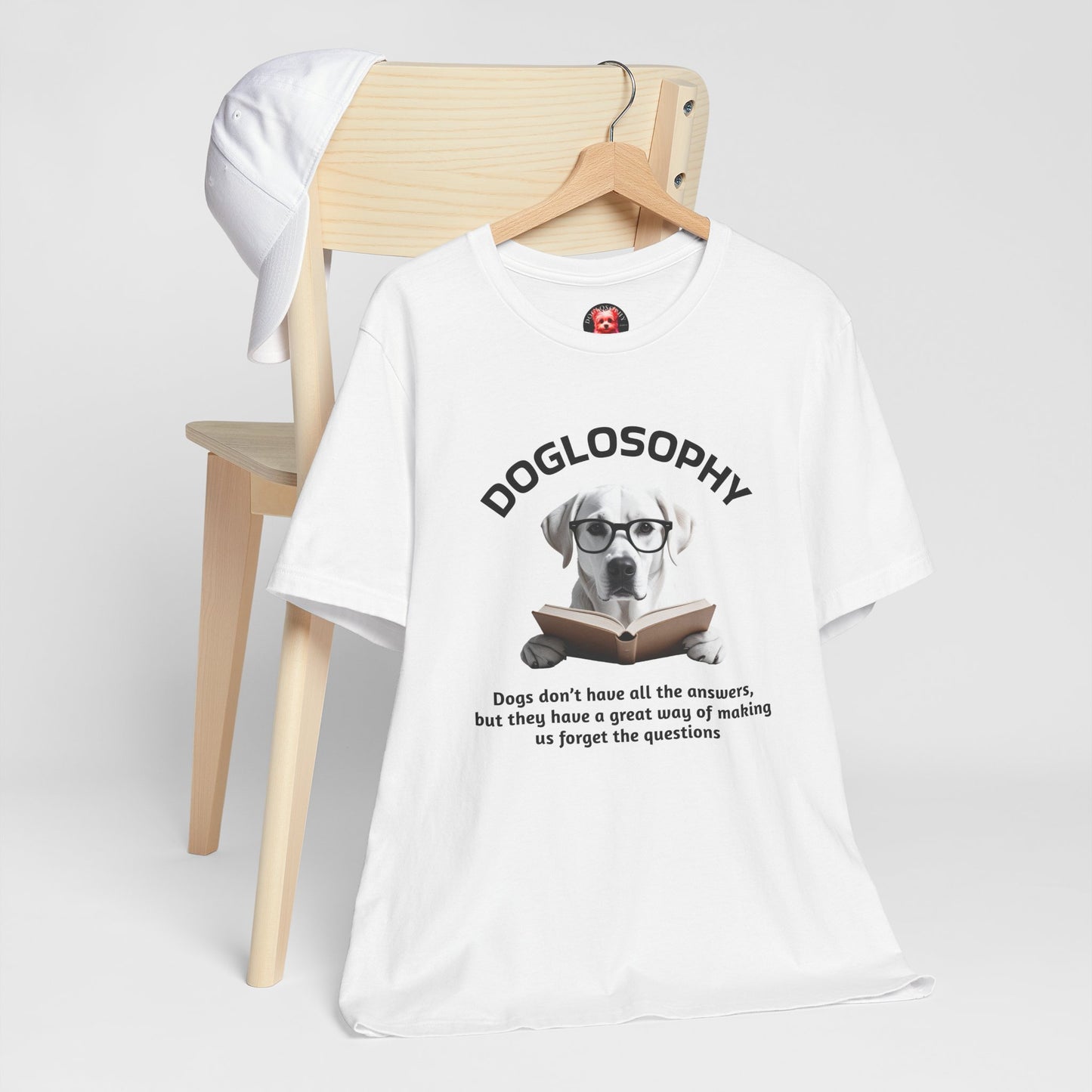 Doglosophy Unisex Jersey Short Sleeve Tee –  "Dogs don't have all the answers" Design