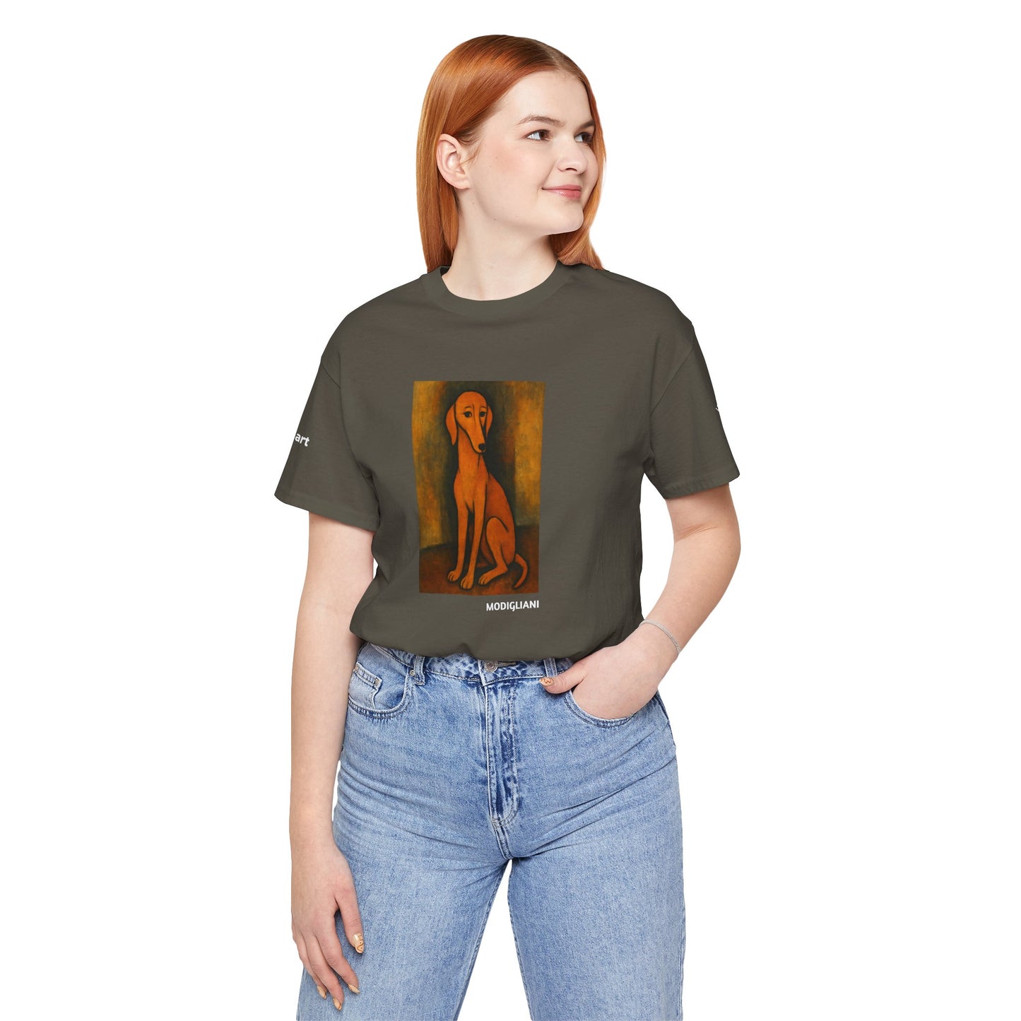 DOGART Unisex Jersey DOG T-Shirt - MODIGLIANI - Iconic Painting Reimagined with Dogs