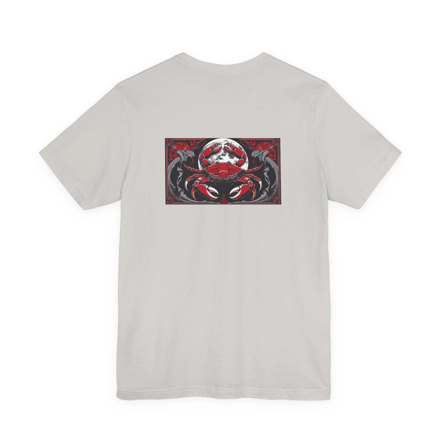 Cancer - Gothic Zodiac, Red Graphic on the back T-Shirt. Zodiac in the Shadows