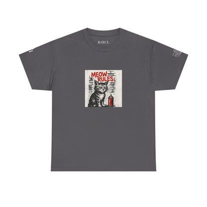 Rebel Graphic Tee - Unisex Heavy Cotton T-Shirt for the Wild at Heart. Rebel Tees, Born to Be Worn - MEOW RULES