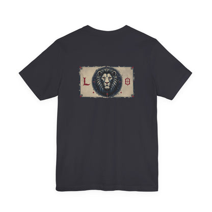 Leo - Gothic Zodiac T-Shirt. Blue graphic on the back.  Zodiac in the Shadows