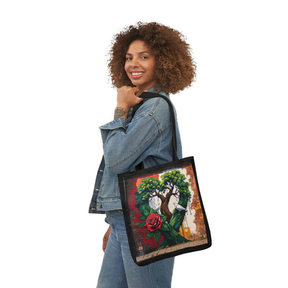 Artistic Surge - Eco-Friendly Canvas Tote Bag - HEART WITH ROSE