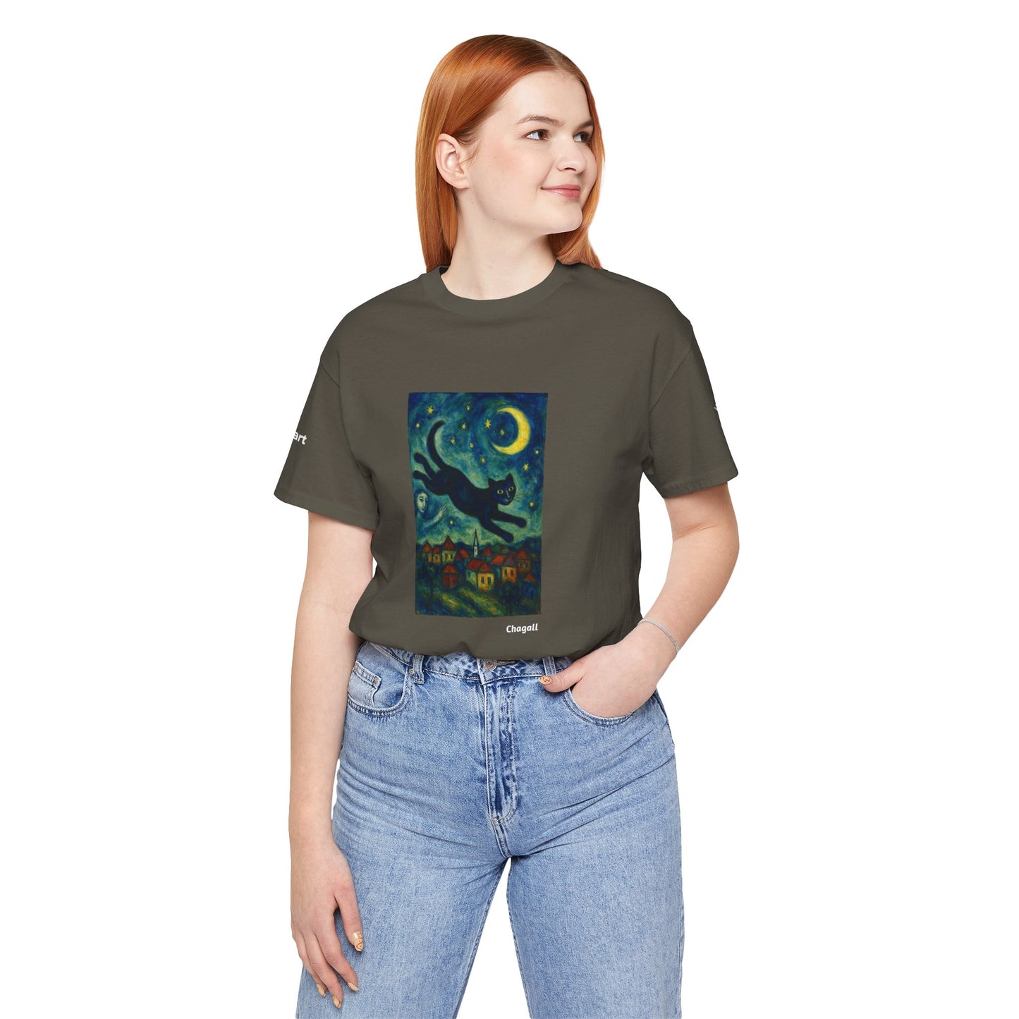 CATART Unisex Jersey Cat T-Shirt - MARC CHAGALL - Iconic Painting Reimagined with Cats
