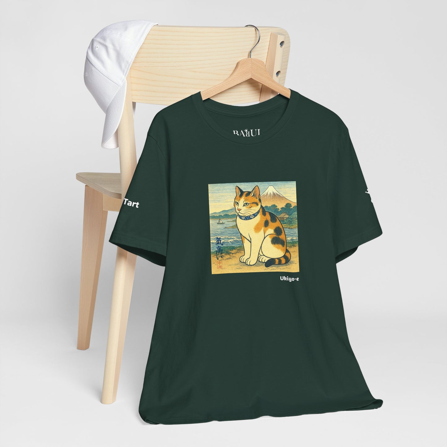 CATART Unisex Jersey Cat T-Shirt - UKIYO-E Japanese art Style - Iconic Painting Reimagined with Cats