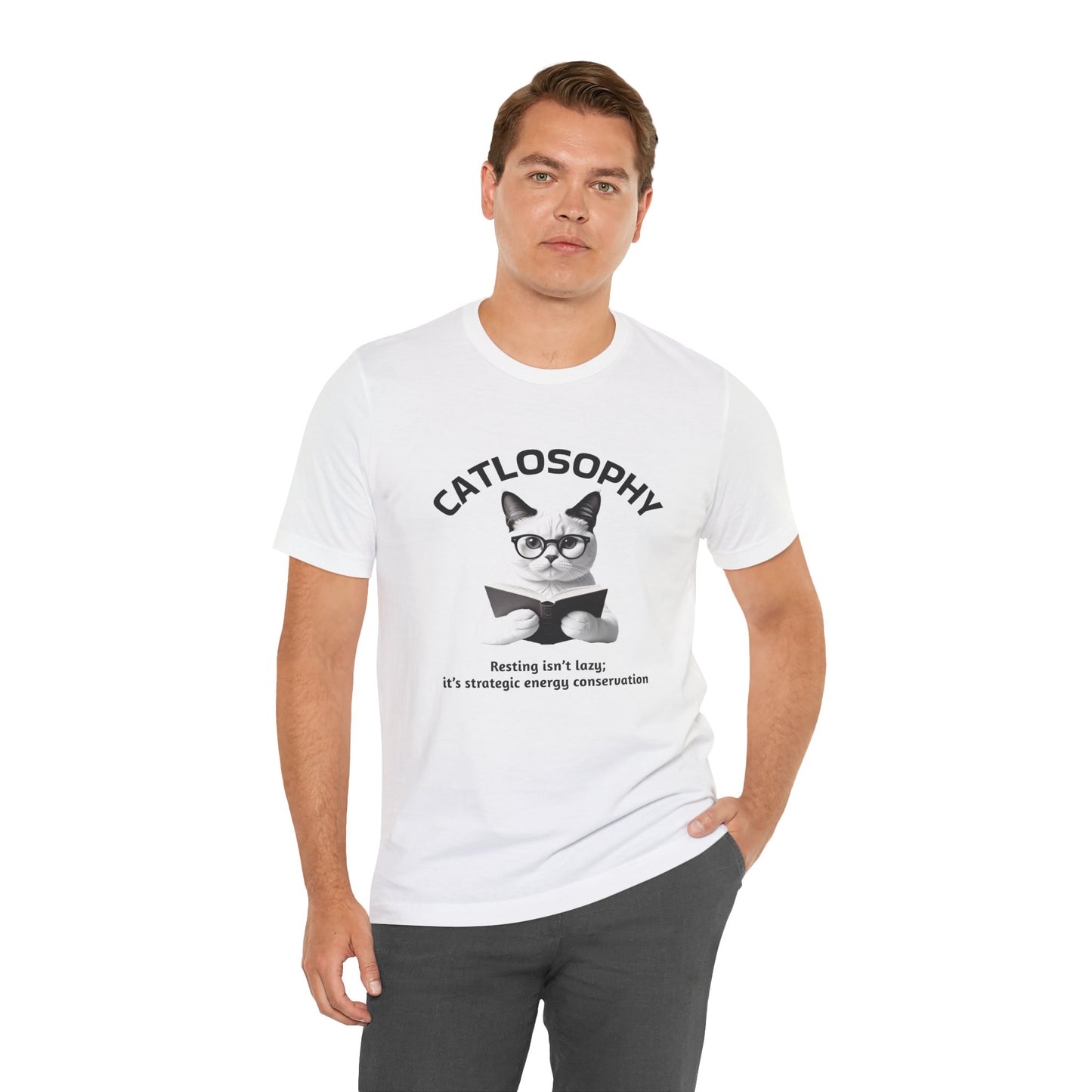 Catlosophy Unisex Jersey Short Sleeve Tee –  "Resting isn't Lazy" Design