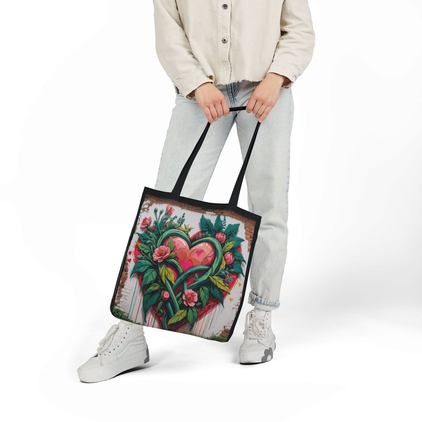 Artistic Surge - Eco-Friendly Canvas Tote Bag - FLOWERED HEARTS