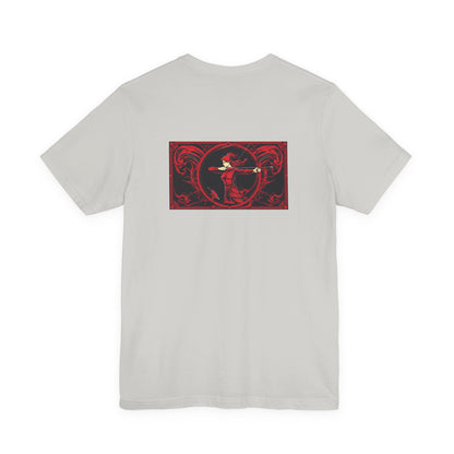 Sagittarius - Gothic Zodiac, Red Graphic on the back T-Shirt. Zodiac in the Shadows