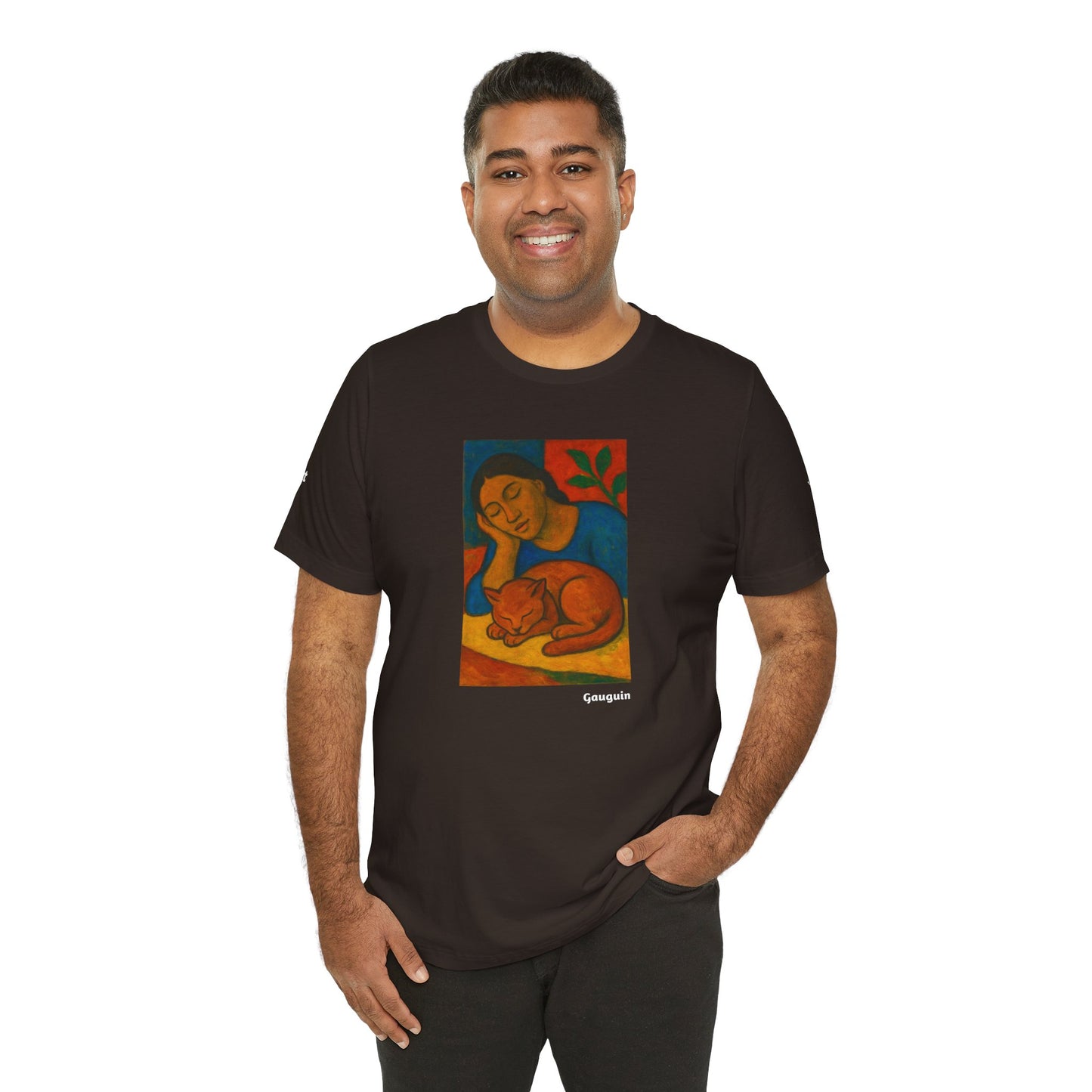CATART Unisex Jersey Cat T-Shirt - GAUGUIN - Iconic Painting Reimagined with Cats