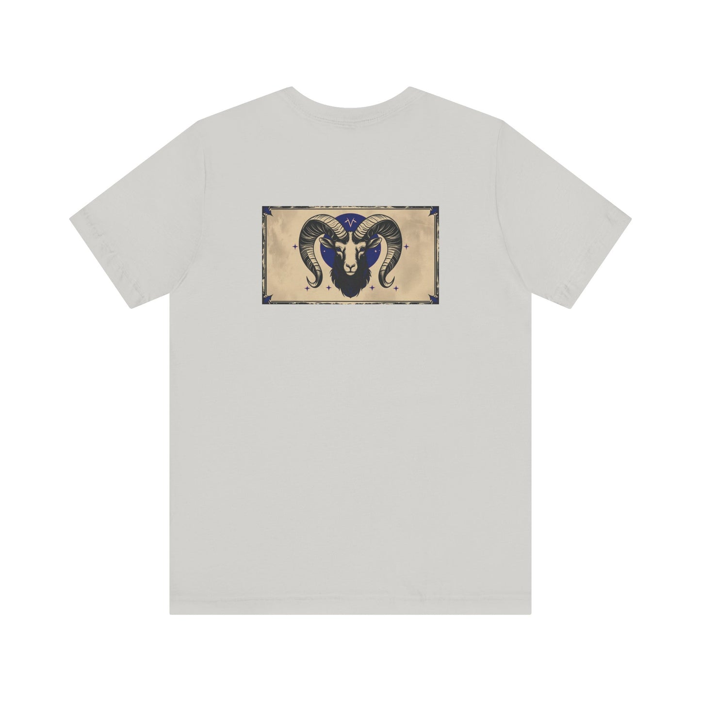 Aries - Gothic Zodiac T-Shirt. Blue graphic on the back. Zodiac in the Shadows