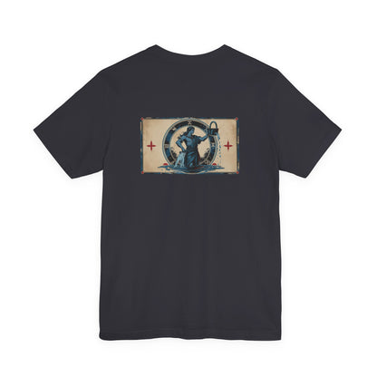 Aquarius - Gothic Zodiac T-Shirt. Blu graphic on the back.  Zodiac in the Shadows