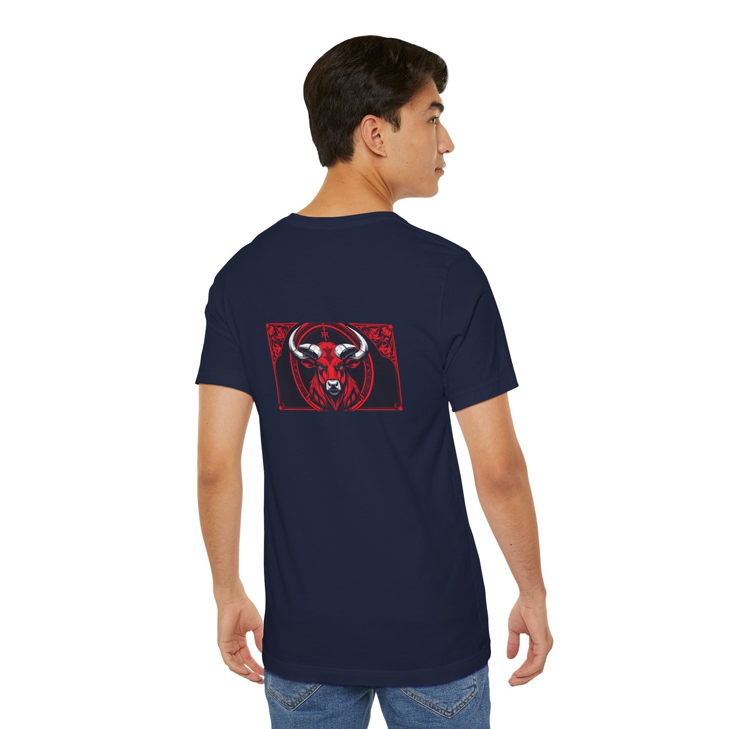 Taurus - Gothic Zodiac, Red Graphic on the back T-Shirt. Zodiac in the Shadows