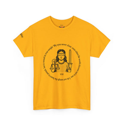 Justice - ArcanaPop T-Shirt – Where Tarot Magic Meets Pop Art