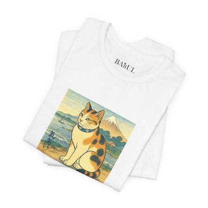 CATART Unisex Jersey Cat T-Shirt - UKIYO-E Japanese art Style - Iconic Painting Reimagined with Cats