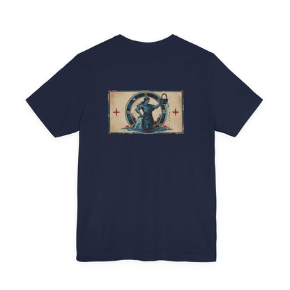 Aquarius - Gothic Zodiac T-Shirt. Blu graphic on the back.  Zodiac in the Shadows