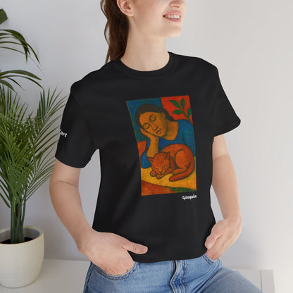 CATART Unisex Jersey Cat T-Shirt - GAUGUIN - Iconic Painting Reimagined with Cats