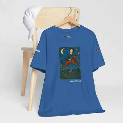 DOGART Unisex Jersey Cat T-Shirt - MARC CHAGALL - Iconic Painting Reimagined with Dogs