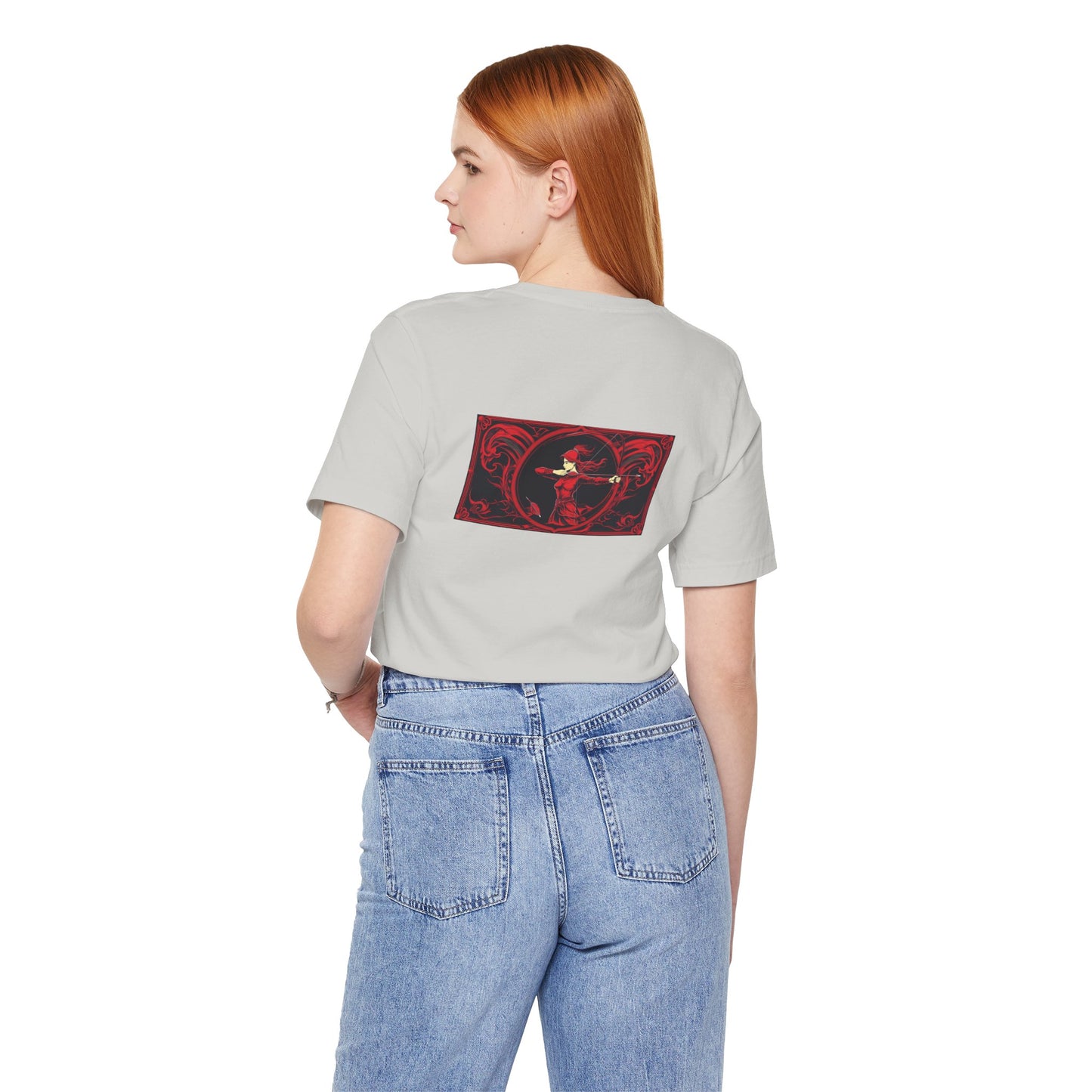 Sagittarius - Gothic Zodiac, Red Graphic on the back T-Shirt. Zodiac in the Shadows