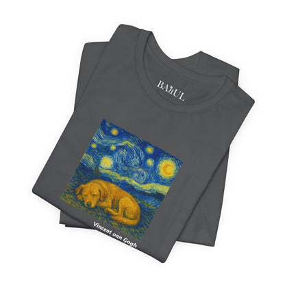DOGART Unisex Jersey Dog T-Shirt - VAN GOGH - Iconic Painting Reimagined with Dogs