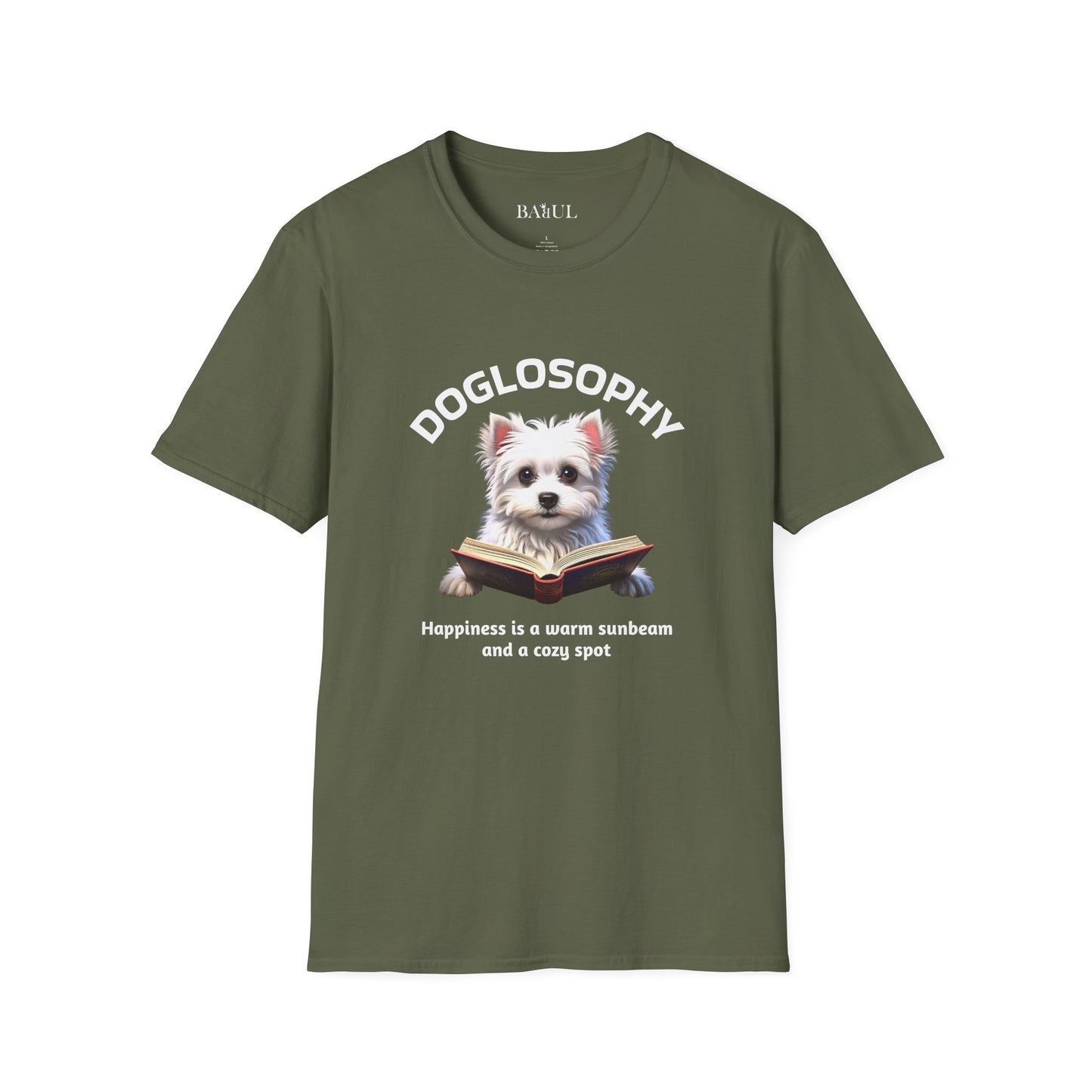 Doglosophy  Unisex Softstyle T-Shirt - "Happiness is a Warm Sunbeam" Design