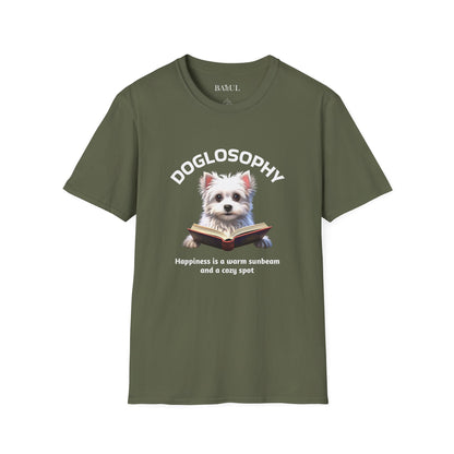 Doglosophy  Unisex Softstyle T-Shirt - "Happiness is a Warm Sunbeam" Design