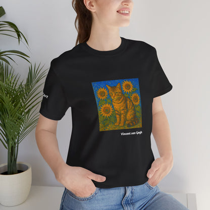 CATART Unisex Jersey Cat T-Shirt - Vincent van Gogh - Iconic Painting Reimagined with Cats