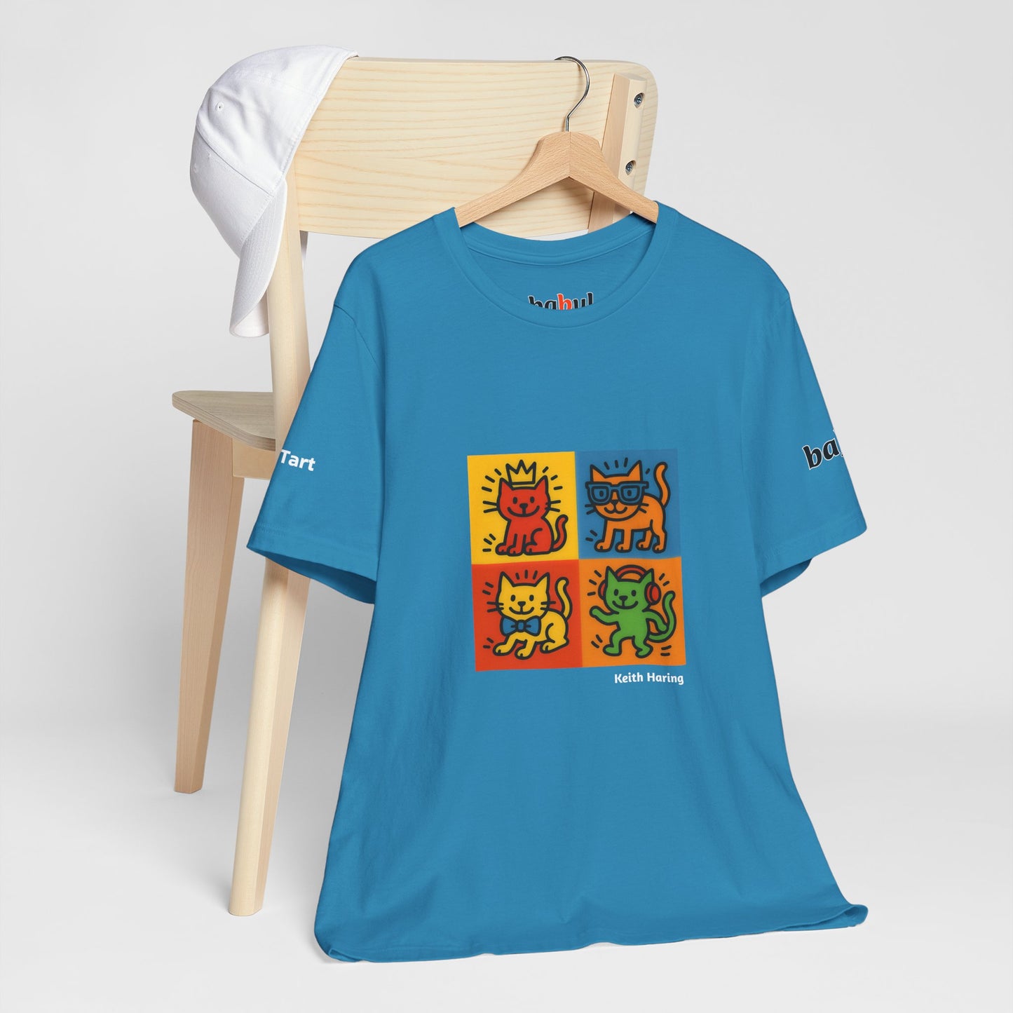 CATART Unisex Jersey Cat T-Shirt - KEITH HARING - Iconic Painting Reimagined with Cats