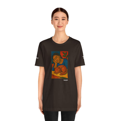 CATART Unisex Jersey Cat T-Shirt - GAUGUIN - Iconic Painting Reimagined with Cats