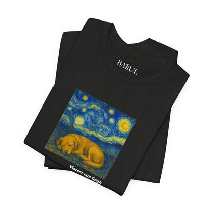 DOGART Unisex Jersey Dog T-Shirt - VAN GOGH - Iconic Painting Reimagined with Dogs