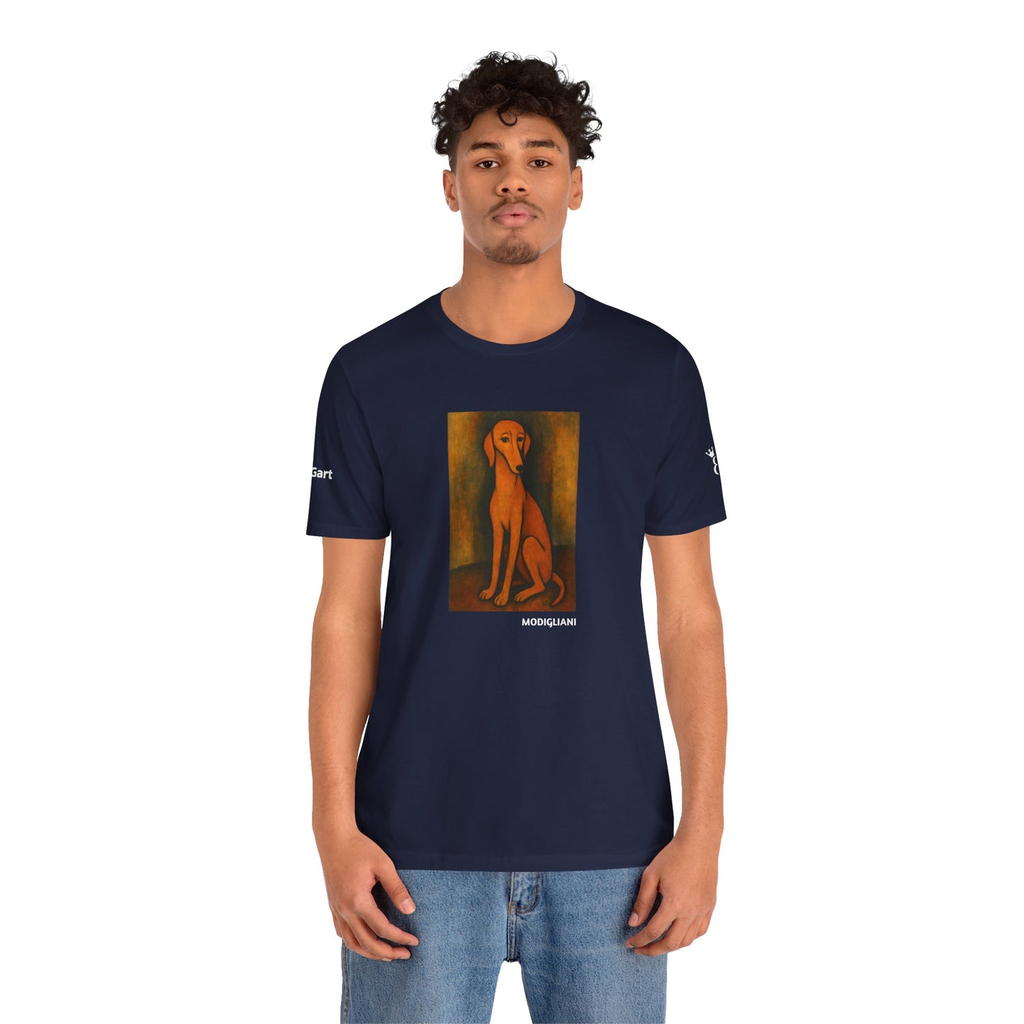 DOGART Unisex Jersey DOG T-Shirt - MODIGLIANI - Iconic Painting Reimagined with Dogs