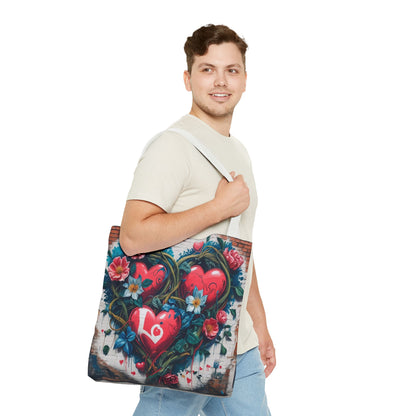 Artistic Surge - Eco-Friendly Canvas Tote Bag - HEARTS OF LOVE