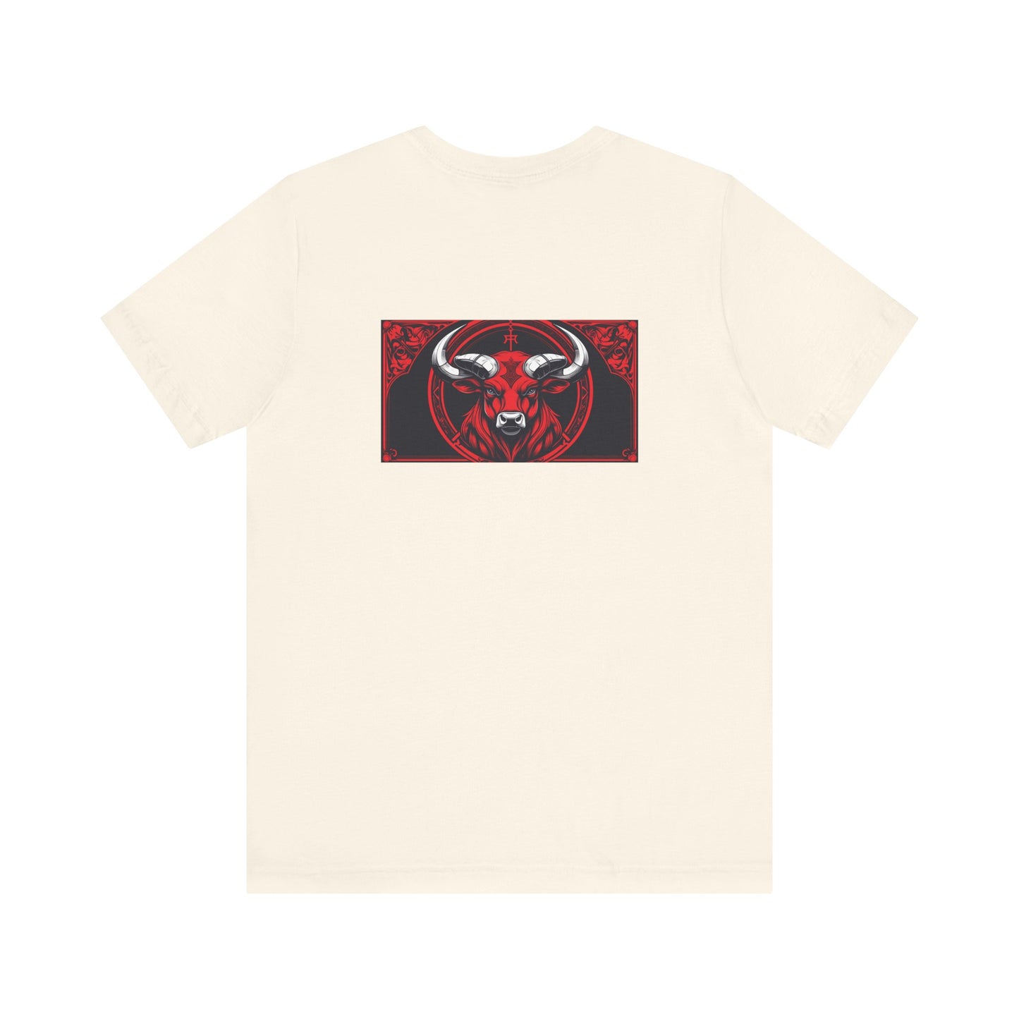 Taurus - Gothic Zodiac, Red Graphic on the back T-Shirt. Zodiac in the Shadows