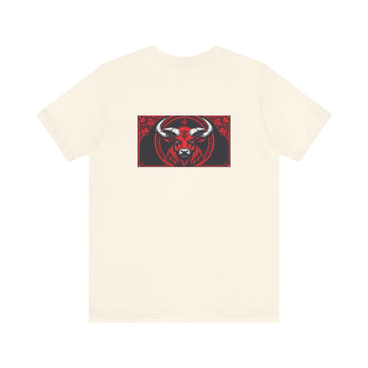 Taurus - Gothic Zodiac, Red Graphic on the back T-Shirt. Zodiac in the Shadows