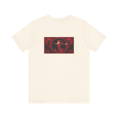 Sagittarius - Gothic Zodiac, Red Graphic on the back T-Shirt. Zodiac in the Shadows