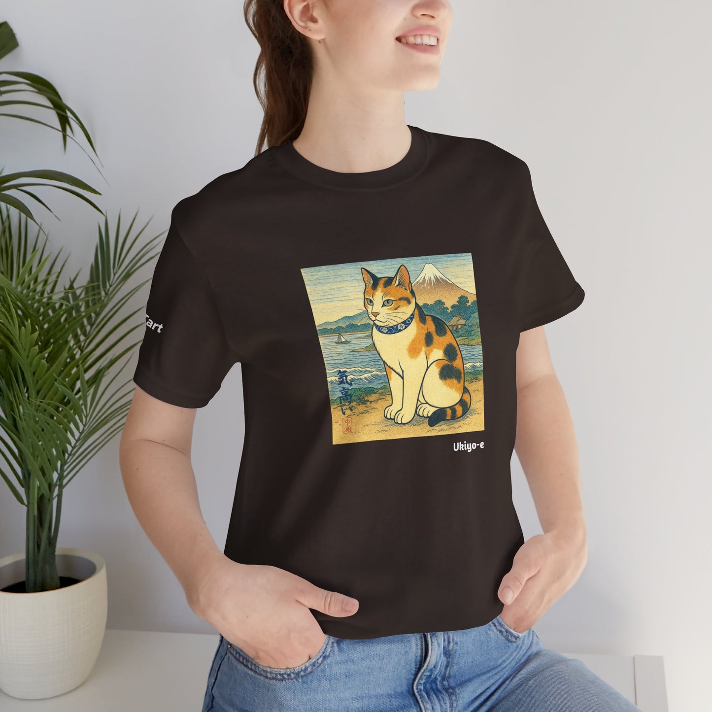 CATART Unisex Jersey Cat T-Shirt - UKIYO-E Japanese art Style - Iconic Painting Reimagined with Cats