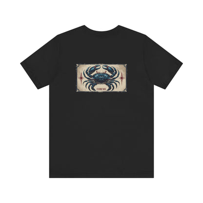 Cancer - Gothic Zodiac T-Shirt. Blue graphic on the back.  Zodiac in the Shadows