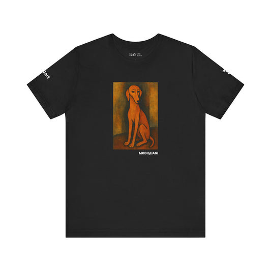 DOGART Unisex Jersey DOG T-Shirt - MODIGLIANI - Iconic Painting Reimagined with Dogs
