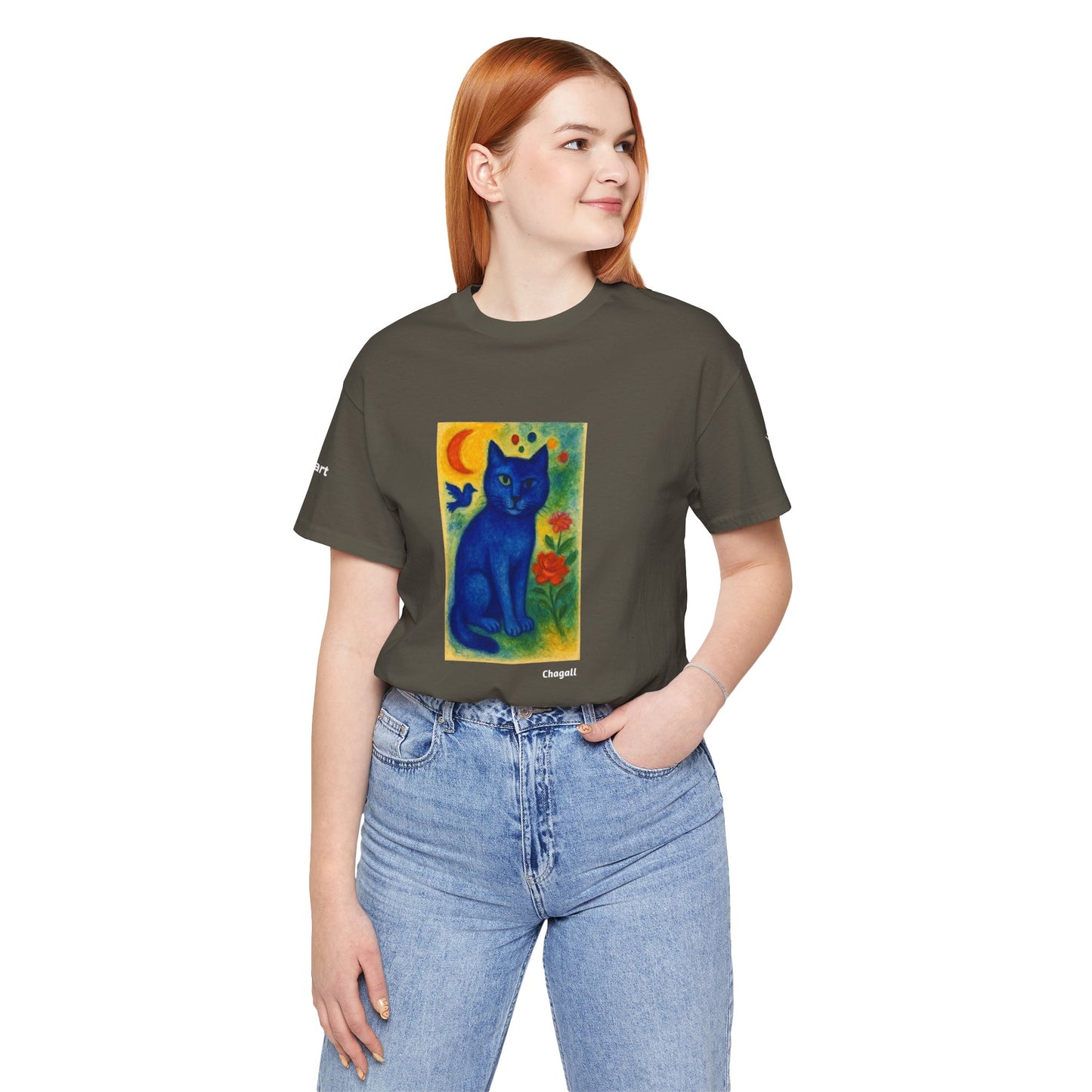 CATART Unisex Jersey Cat T-Shirt - MARC CHAGALL - Iconic Painting Reimagined with Cats