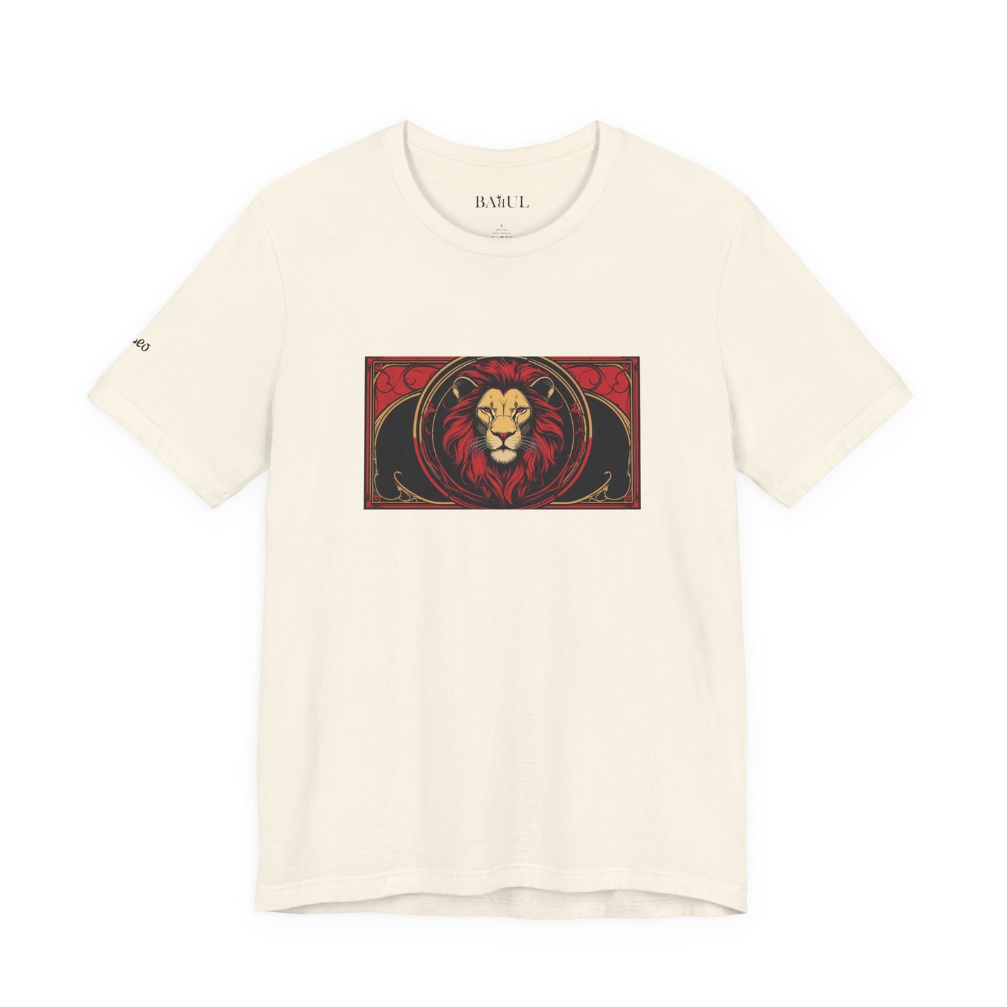 Leo - Gothic Zodiac T-Shirt. Red graphic in front.  Zodiac in the Shadows